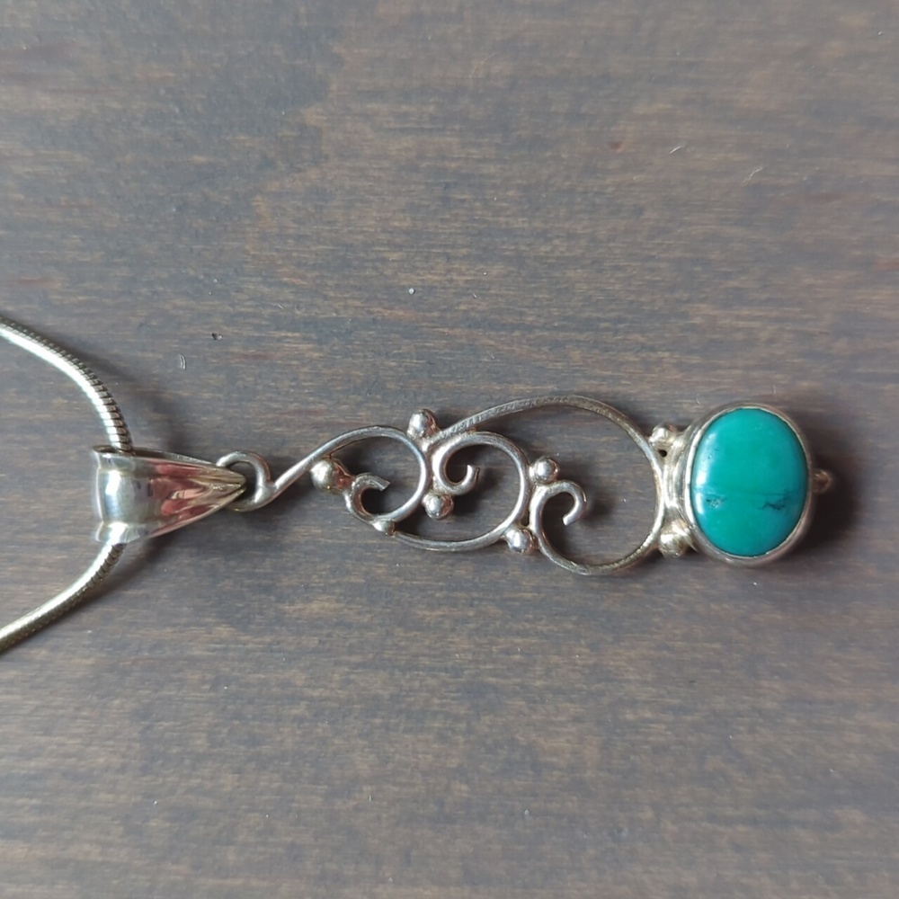 Sterling Silver and Turquoise Pendant - Picture 3 of 6